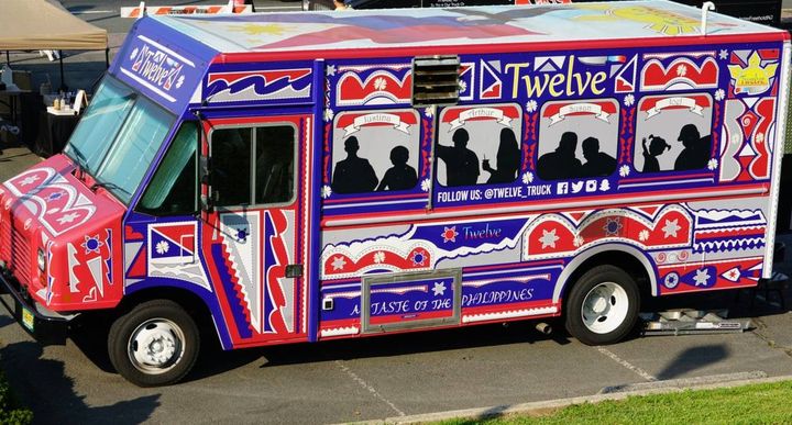 Twelve food truck at a catered event in NJ