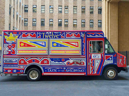 Twelve food truck at a catered event in NJ