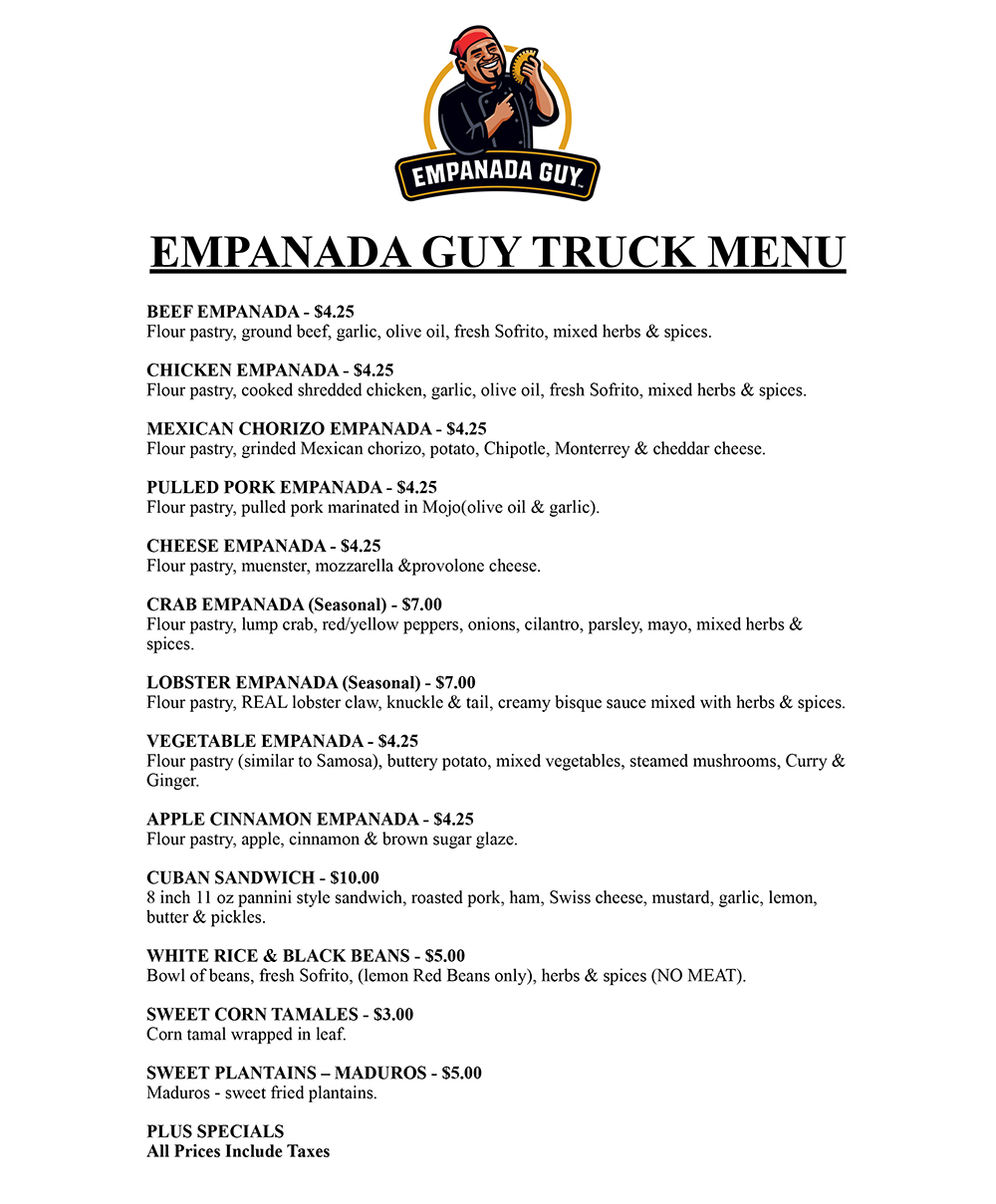 Empanada Guy Menu | Food Trucks On The Move