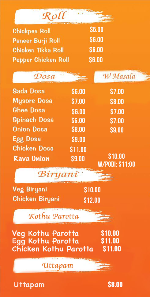 Curry Hill Menu | Food Trucks On The Move